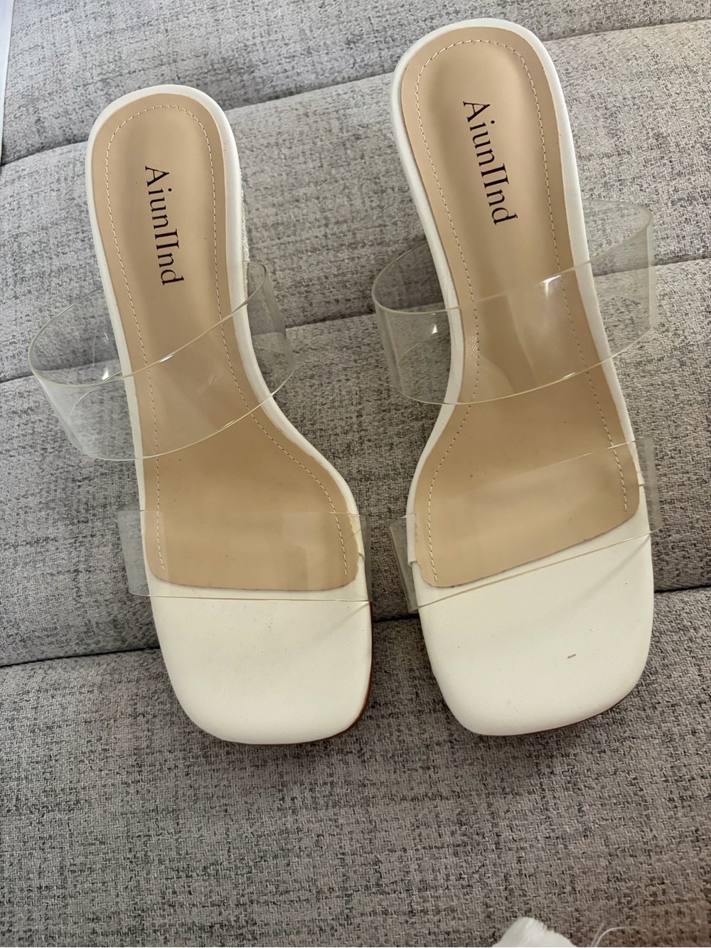 White Clear Strap wedge Sandals.brand new